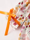 Fall Florals Smocked Bubble: Orange Mix