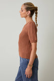 Braided Beauty Knit Top: Camel
