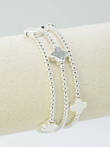 Clever Clover Bracelet Set: Silver
