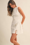 Twill & Thrill Mini Dress: Cream