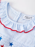 Star Embroidered Girls’ Smocked Dress: Blue