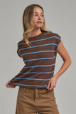 New Perspective Sweater Top: Chocolate/ Blue