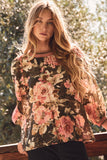 Autumn Bloom Top: Olive Multi