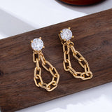 Diamond Link Earrings: Gold