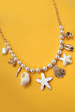 Coastal Pearl Charm Necklace: Gold