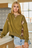 Harvest Patch Pullover Top: Washed Olive