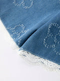 Dawn Daisies Peplum Set: Denim Bluer
