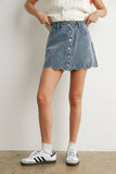 Sweet Scallop Denim Skirt: Mediumwash