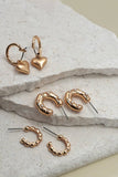 Heart Drop Earring Set: Gold