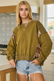 Harvest Patch Pullover Top: Washed Olive