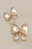 Chunky Pearl Bow Earrings: Gold