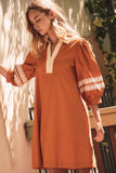 Autumn Aura Dress: Rust Brown