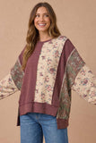 Patch Things Up Top: Burgundy Multi
