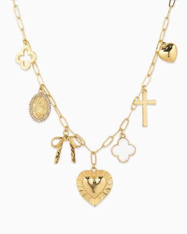 Heart Chunky Charm Necklace: Gold