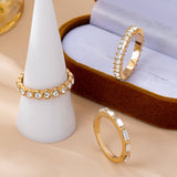 Triple Crystal Ring Set: Gold