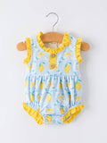 Summer Lemons Romper: Lt Blue/Yellow