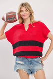 Varsity Sweater Top: Orange/White