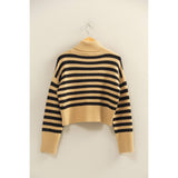 Maple Morning Striped Sweater: Taupe/Black