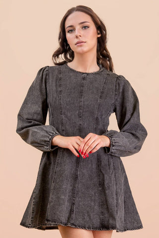 Prim and Proper Jean Dress: Black