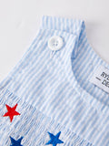 Star Embroidered Smocked Boys’ Romper: Blue