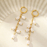 Stacked Drop Pearl Earrings: Gold