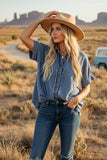 Fringe Benefits Chambray Top: Denim