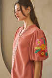 Wildflower Prairie Top PLUS: Coral Rose