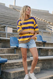Gameday Stripe Top: Purple/ Yellow
