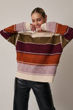 Leaves are Falling Stripe Sweater: Multi-Color