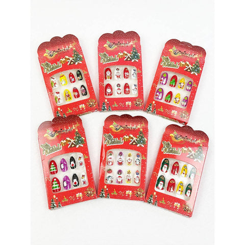 Christmas Theme Fancy Press On  Nails Set: MIX COLOR