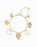 Love Heart Charm Bracelet: Gold