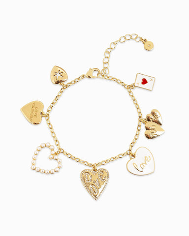 Love Heart Charm Bracelet: Gold