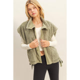 Sassy Sherpa Vest: Olive