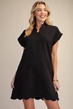 Normalize Scallops Dress: Black