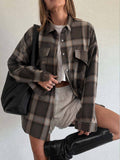 Flannel Embrace Top: Brown Mix