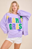 Mardi Gras Patchwork Pullover Top: Purple