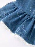 Dawn Daisies Peplum Set: Denim Bluer