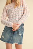 Cutie Cable Knit Sweater: Pink/Grey
