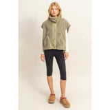 Sassy Sherpa Vest: Olive