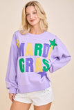Mardi Gras Patchwork Pullover Top: Purple