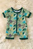 Gone Fishing Romper: Green Mix