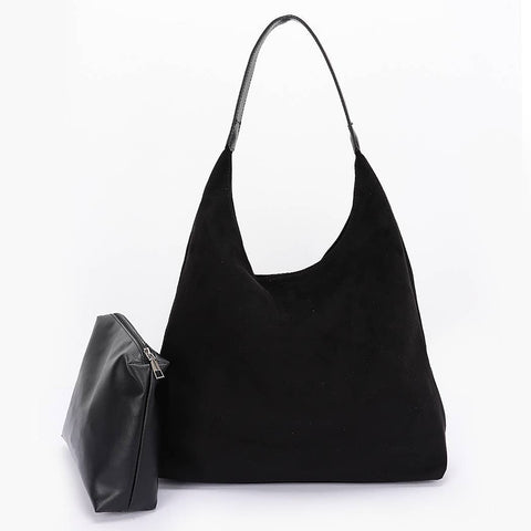 Chic Suede Duo Bag: Black