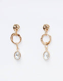 Dropped Clear Stone Earrings: Gold