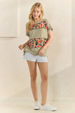 Seeing Double Floral Top: Light Olive
