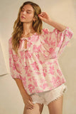 Sweet Meadow Toile Top: Pink