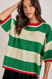 Holiday Line Up Sweater: Green Multi