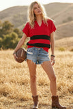 Varsity Sweater Top: Orange/White