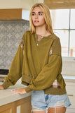 Harvest Patch Pullover Top: Washed Olive