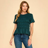 Signature Style Smocked Top: Hunter Green