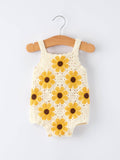 Summer Sunflower Crochet Romper: Ivory Mix